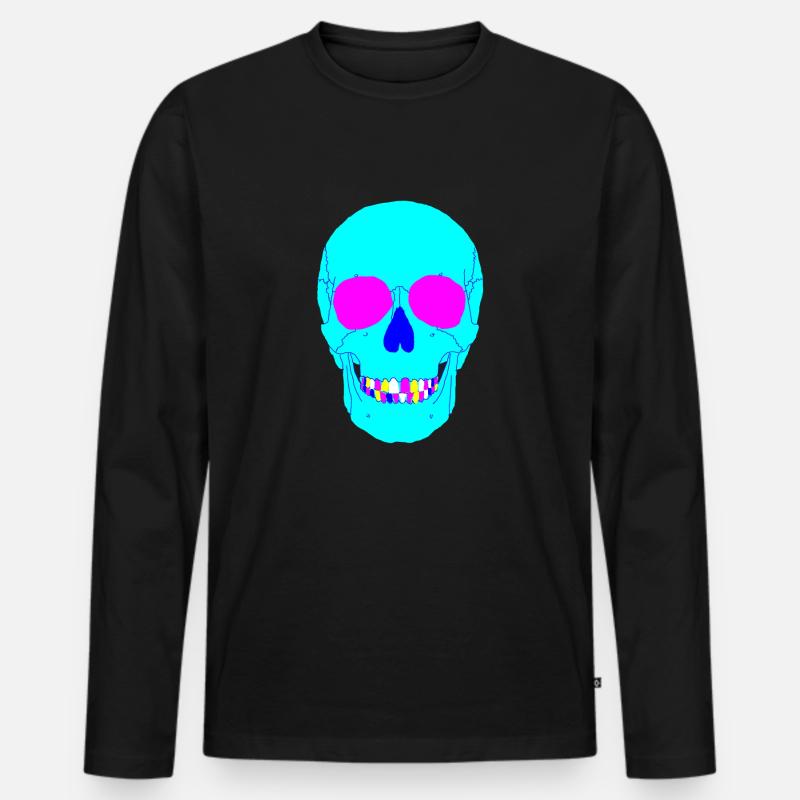 Totenkopf bunt - Männer Premium Bio Langarmshirt - Schwarz