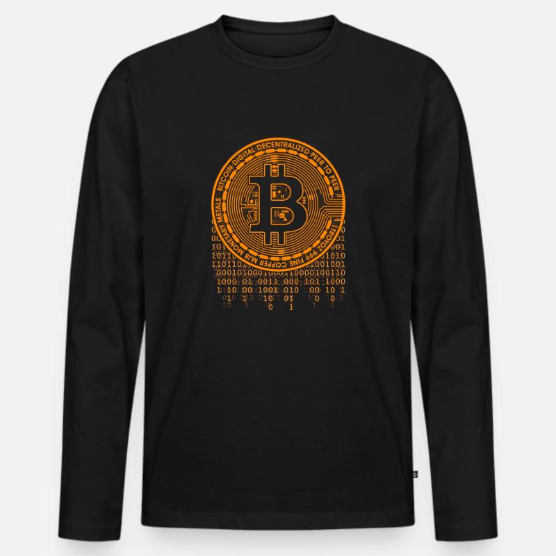 Bitcoin Logo Binärcode - Männer Premium Bio Langarmshirt - Schwarz