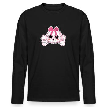 TOTENKOPF PINK ROCK ROLL PINUP 50s MOTIVE GESCHENK - Männer Premium Bio Langarmshirt - Schwarz - Vorne - Nico (187cm)