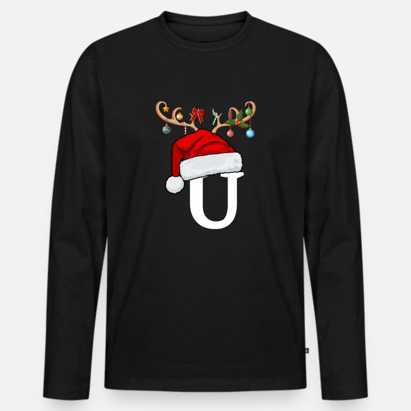 Brief U Weihnachtsmütze - Männer Premium Bio Langarmshirt - Schwarz