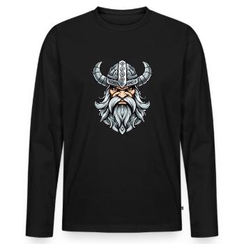 grimmiger Wikinger - Männer Premium Bio Langarmshirt - Schwarz - Vorne - Nico (187cm)