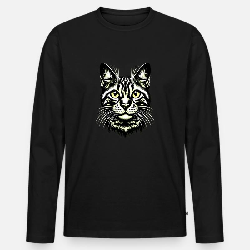 KatzengesichtKatze, Katzengesicht, Schnurren - Männer Premium Bio Langarmshirt - Schwarz