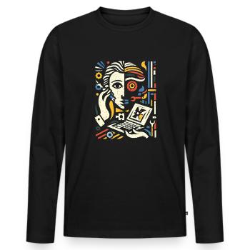 Cooles Techniker Kunst Geschenk - Männer Premium Bio Langarmshirt - Schwarz - Vorne - Nico (187cm)