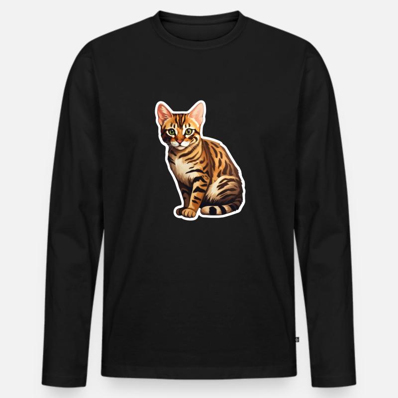 Bengalische Katze - Männer Premium Bio Langarmshirt - Schwarz