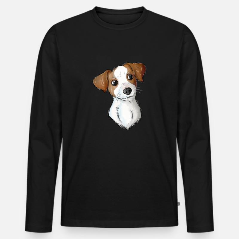 Jack Russell Pattern 2 2 - Männer Premium Bio Langarmshirt - Schwarz