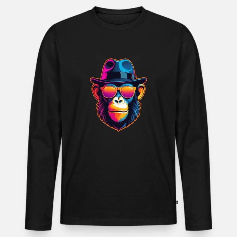 Neon-Affe - Männer Premium Bio Langarmshirt - Schwarz