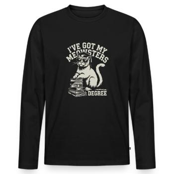 Funny cat design for students - Men's Premium Organic Long Sleeve Shirt - black - Front - Nico (187cm)