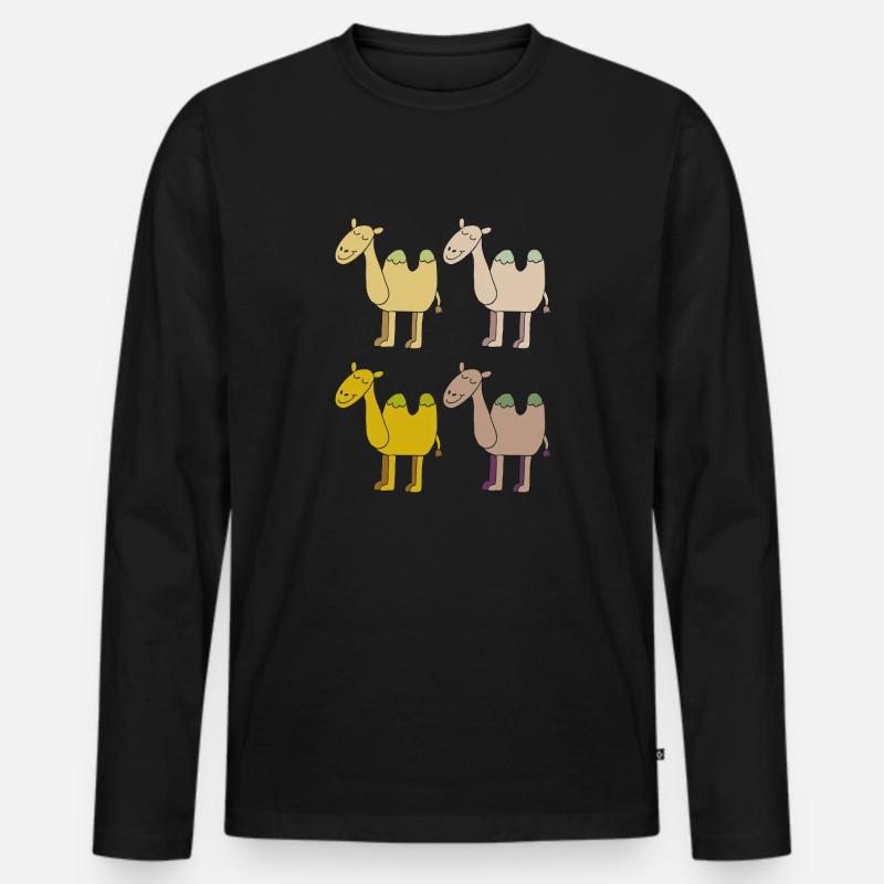 kamelherde bunt - Männer Premium Bio Langarmshirt - Schwarz