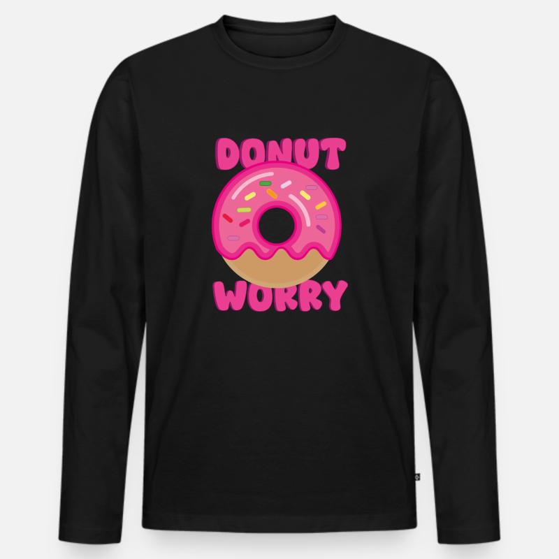 Donut-Sorge - Männer Premium Bio Langarmshirt - Schwarz