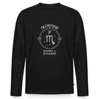 Du signe du Scorpion - Intuitive et déterminée - T-shirt manches longues Premium bio Homme - noir - Devant - Nico (187cm)