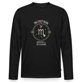 Du signe du Scorpion - Intuitif et déterminé - T-shirt manches longues Premium bio Homme - noir - Devant - Nico (187cm)