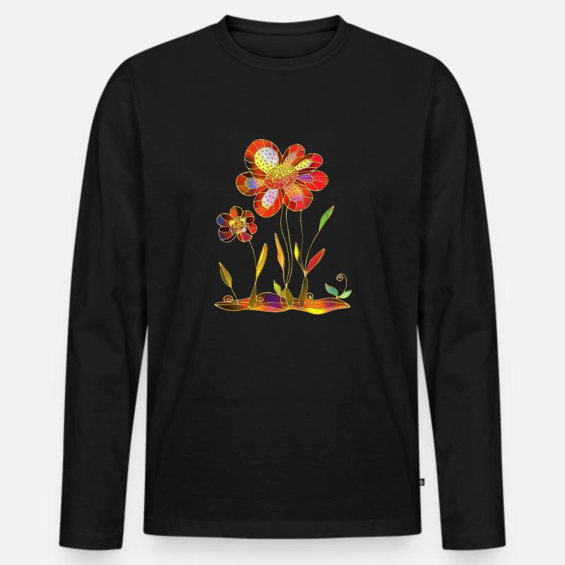 Fleur - T-shirt manches longues Premium bio Homme - noir