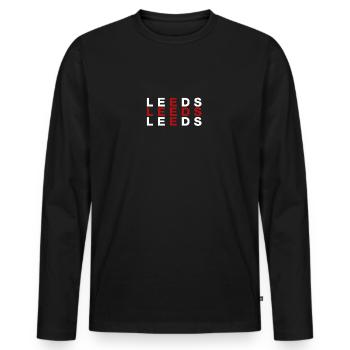 Leeds Flag Shirt - Leeds T-Shirt - Men's Premium Organic Long Sleeve Shirt - black - Front - Nico (187cm)
