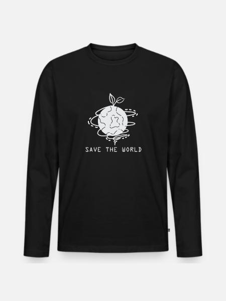Save the World - Men's Premium Organic Long Sleeve Shirt - black