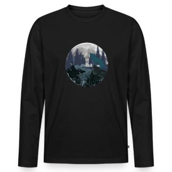 Mountain Wolf Moon - Men's Premium Organic Long Sleeve Shirt - black - Front - Nico (187cm)