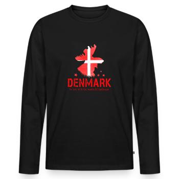 Danemark 2024 Rouge Blanc - T-shirt manches longues Premium bio Homme - noir - Devant - Nico (187cm)