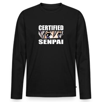 Certified Senpai Anime Manga Zertifizierter Senpai - Männer Premium Bio Langarmshirt - Schwarz - Vorne - Nico (187cm)