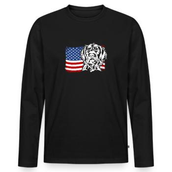 Allemand à poil dur US Drapeau de l’Amérique Wilsigns - T-shirt manches longues Premium bio Homme - noir - Devant - Nico (187cm)