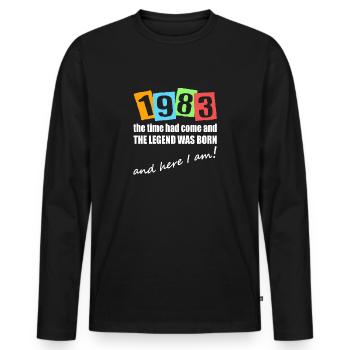 Legende ist 1983 geboren. Geburtstagsmotiv - Männer Premium Bio Langarmshirt - Schwarz - Vorne - Nico (187cm)