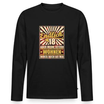18 Geburtstag - Männer Premium Bio Langarmshirt - Schwarz - Vorne - Nico (187cm)