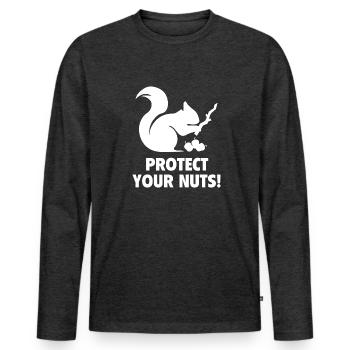 Protect Your Nuts - Men's Premium Organic Long Sleeve Shirt - heather anthracite - Front - Nico (187cm)