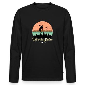 Ultimate Frisbee Vintage Retro Sunset - Men's Premium Organic Long Sleeve Shirt - black - Front - Nico (187cm)