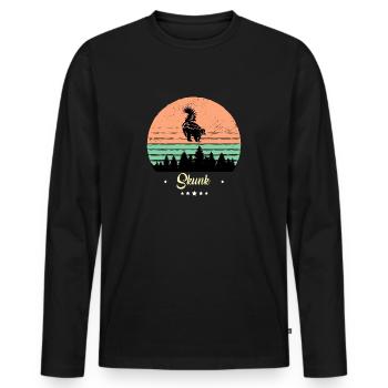 Skunk Vintage Retro Animals Sunset - Men's Premium Organic Long Sleeve Shirt - black - Front - Nico (187cm)