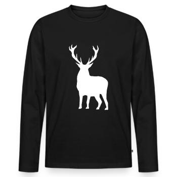 Silhouette de cerf - T-shirt manches longues Premium bio Homme - noir - Devant - Nico (187cm)