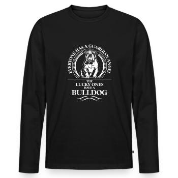 English BULLDOG Guardian Angel Spruch WILSIGNS - Männer Premium Bio Langarmshirt - Schwarz - Vorne - Nico (187cm)