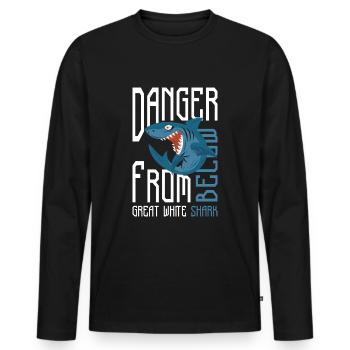 Haie Haifischflosse Unter Wasser - Männer Premium Bio Langarmshirt - Schwarz - Vorne - Nico (187cm)