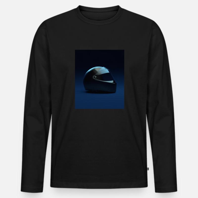 Motorradfahrer Helm - Männer Premium Bio Langarmshirt - Schwarz