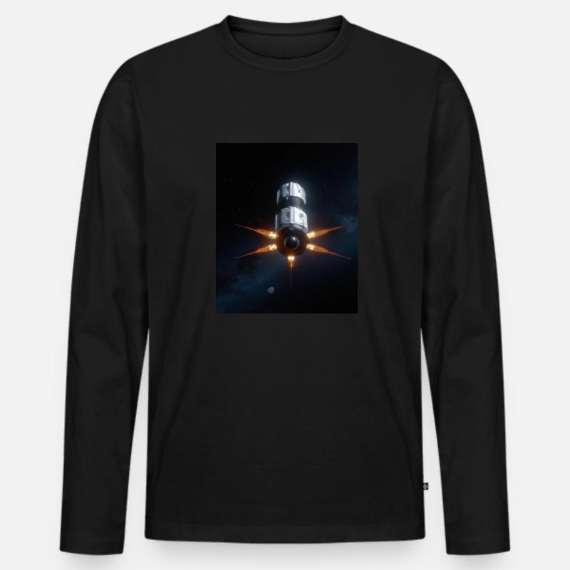 Raumschiff - Männer Premium Bio Langarmshirt - Schwarz