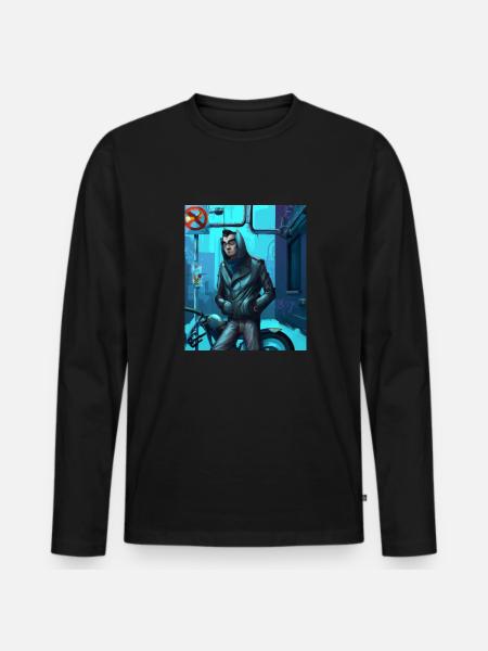 Abstract Cyber City SciFi - Men's Premium Organic Long Sleeve Shirt - black