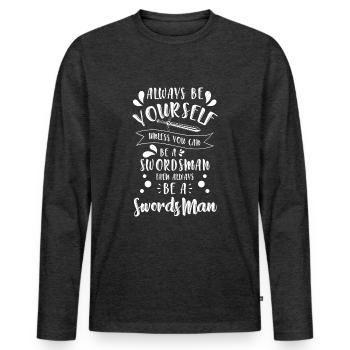 Krieger Säbel Duell - Männer Premium Bio Langarmshirt - Anthrazit meliert - Vorne - Nico (187cm)
