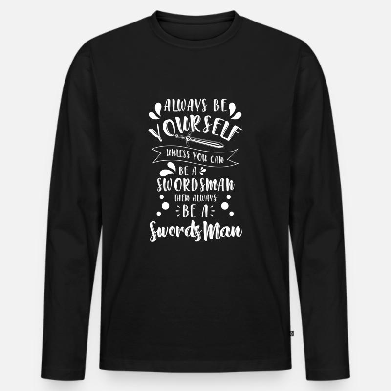 Krieger Säbel Duell - Männer Premium Bio Langarmshirt - Schwarz