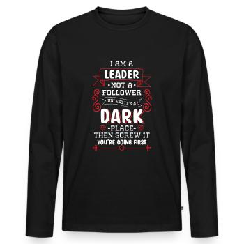Chef Büro Firma Team - Männer Premium Bio Langarmshirt - Schwarz - Vorne - Nico (187cm)