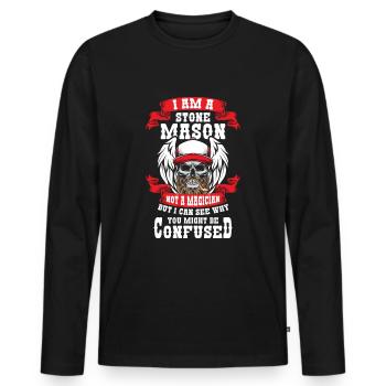 Maître de guilde des tailleurs de pierre - T-shirt manches longues Premium bio Homme - noir - Devant - Nico (187cm)