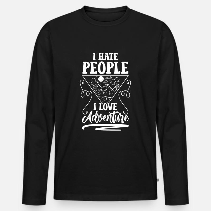 Sarkasmus Menschenmenge Abneigung Gemein - Männer Premium Bio Langarmshirt - Schwarz