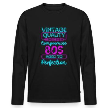 Leuchtfarben Cool Nostalgie - Männer Premium Bio Langarmshirt - Schwarz - Vorne - Nico (187cm)