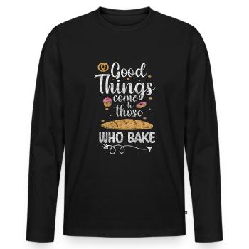 Bäcker Beruf Teig - Männer Premium Bio Langarmshirt - Schwarz - Vorne - Nico (187cm)