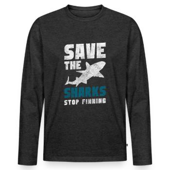 Great White Shark Fin Diver Water - Men's Premium Organic Long Sleeve Shirt - heather anthracite - Front - Nico (187cm)