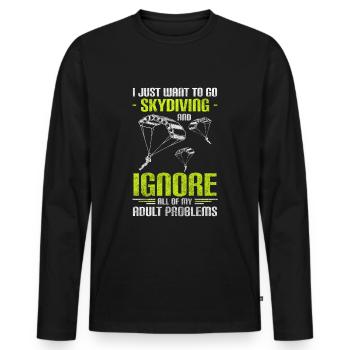Skydiver Sky Sports Extrêmes Vol - T-shirt manches longues Premium bio Homme - noir - Devant - Nico (187cm)