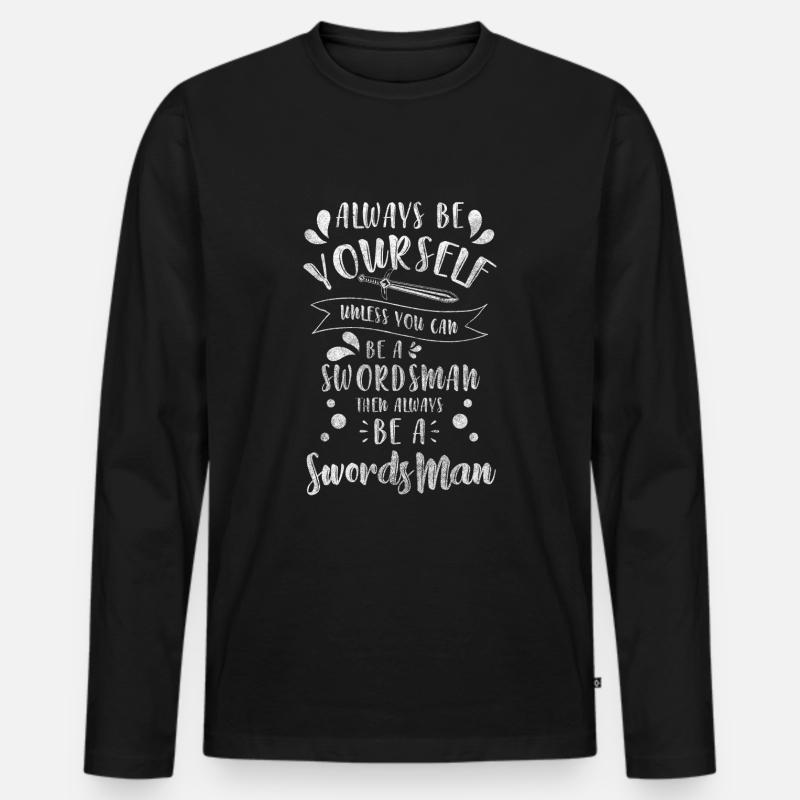 Schwertkämpfer Kampf Gladiator - Männer Premium Bio Langarmshirt - Schwarz