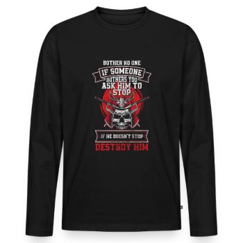 Samurai Aikido Honor - Men's Premium Organic Long Sleeve Shirt - black - Front - Nico (187cm)