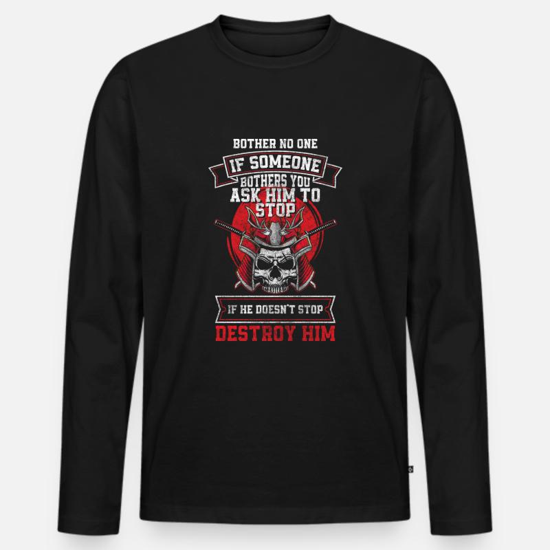 Samurai Aikido Ehre - Männer Premium Bio Langarmshirt - Schwarz