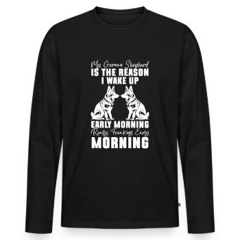 Protection chien de garde allemand - T-shirt manches longues Premium bio Homme - noir - Devant - Nico (187cm)
