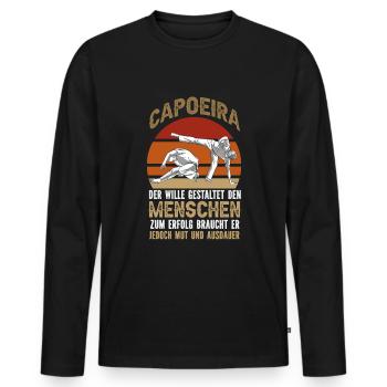 Capoeira, volonté, courage et persévérance. - T-shirt manches longues Premium bio Homme - noir - Devant - Nico (187cm)