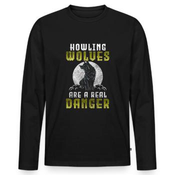 Wölfe Wolfshund Sagen Grauer Wolf - Männer Premium Bio Langarmshirt - Schwarz - Vorne - Nico (187cm)