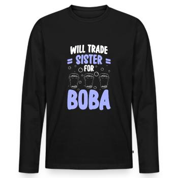 Thé glacé Boba Trend - T-shirt manches longues Premium bio Homme - noir - Devant - Nico (187cm)