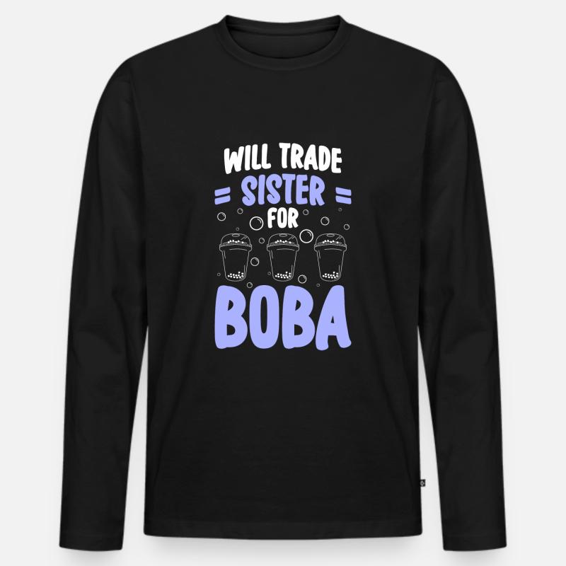Boba Trend Eistee - Männer Premium Bio Langarmshirt - Schwarz